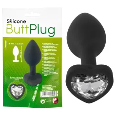 You2Toys - plug anal con gema blanca - silicona negra