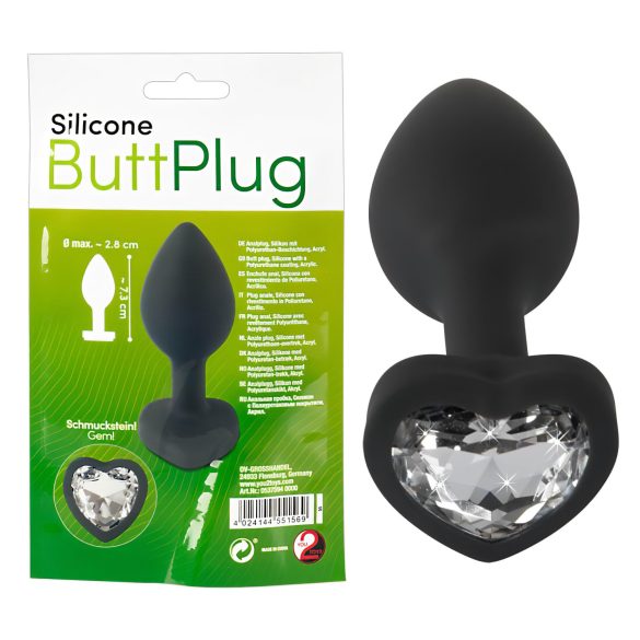 You2Toys Anal Plug - plug anal con piedra blanca (negro)