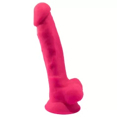   Silexd 7 - consolador con ventosa y forma de testículos - 17,5 cm (rosa)