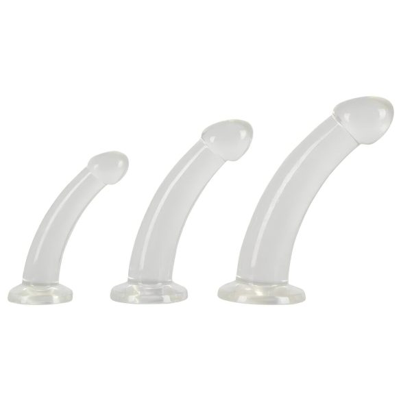 Juego de dildos anales cristalinos - 3 piezas (transparente)