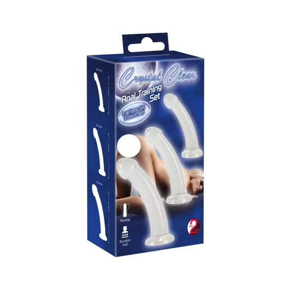 Crystal Clear - set de dilatadores anales con glande - 3 piezas - transparente