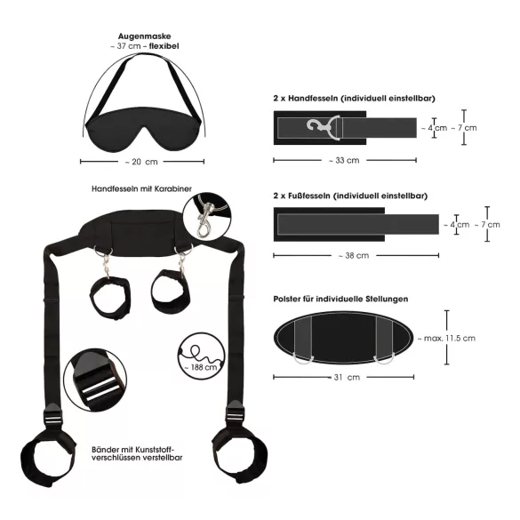 Bad Kitty - juego de esposas para cuello, muñecas y tobillos - negro