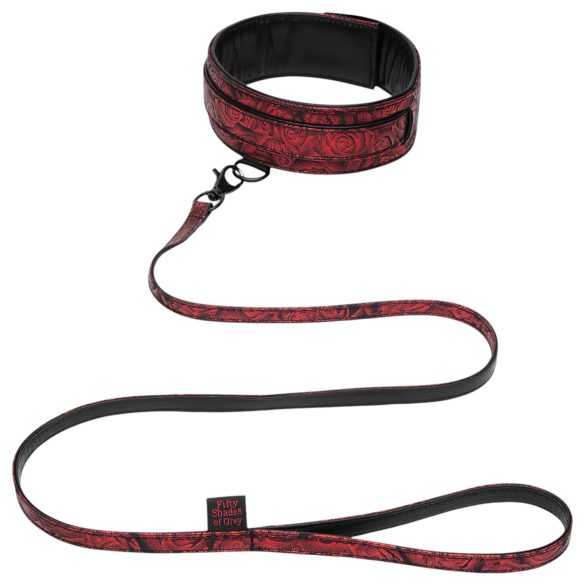 Collar y correa 50 sombras (negro-rojo)