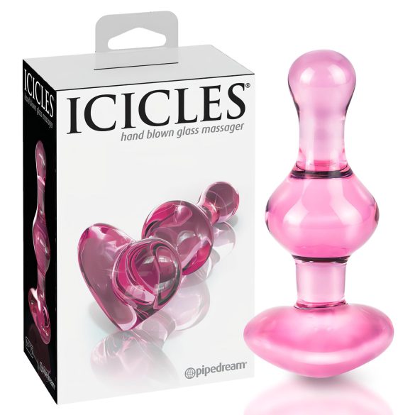 Icicles No. 75 - plug anal de vidrio en forma de corazón (rosa)