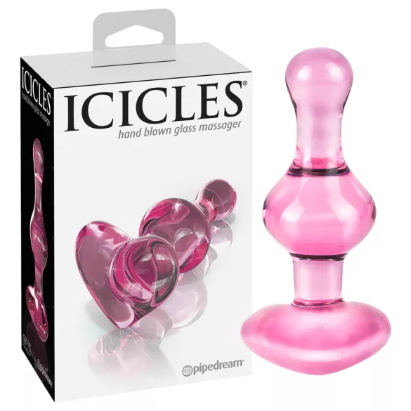 Icicles No. 75 - plug anal corazón - vidrio rosa