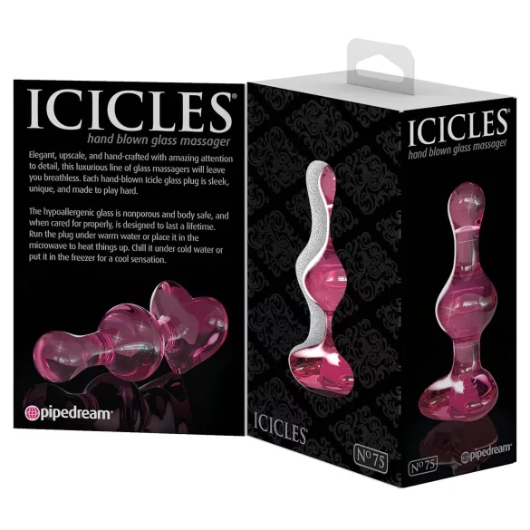 Icicles No. 75 - plug anal corazón - vidrio rosa