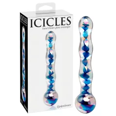   Icicles No. 08 - dildo doble extremo ondulado - vidrio transparente azul