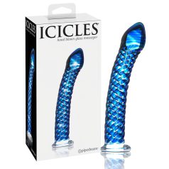 Icicles No. 29 - espiral, dildo de vidrio para pene (azul)