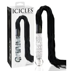   Icicles No. 38 - látigo de cuero y consolador de vidrio (transparente-negro)