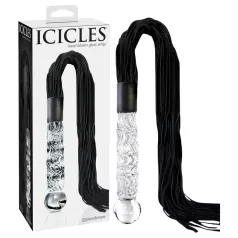   Icicles No. 38 - látigo de cuero y consolador de vidrio transparente-negro