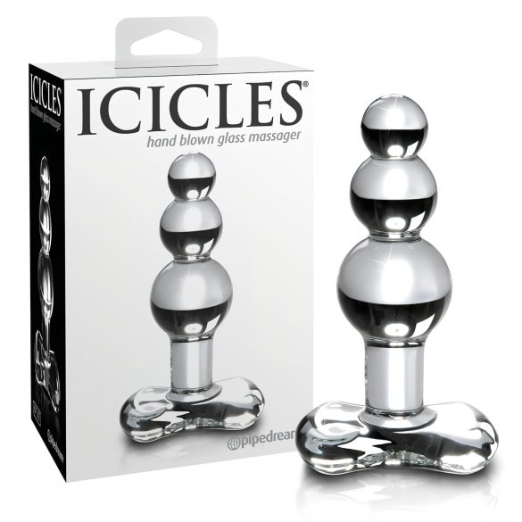 Icicles Nº 47 - Plug anal de vidrio con triple perla (transparente)