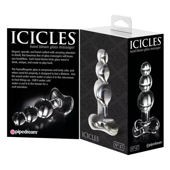 Icicles No. 47 - plug anal de vidrio con triple esfera - transparente