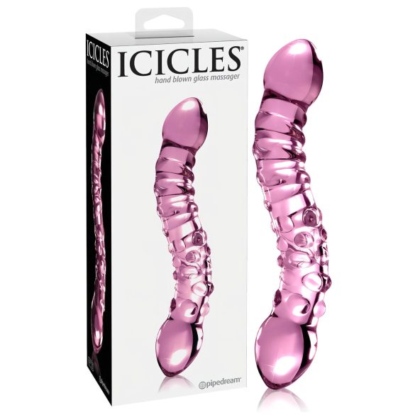 Icicles No. 55 - Doble punta, consolador de vidrio para punto G (rosa)