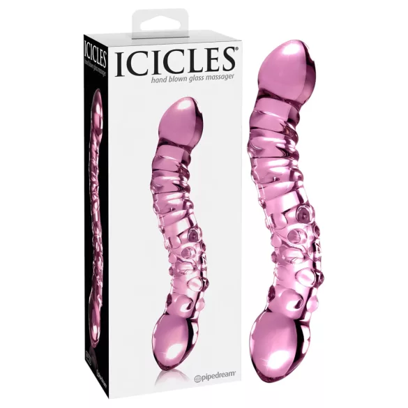 Icicles No. 55 - consolador doble punta - estimulación punto G - vidrio rosa