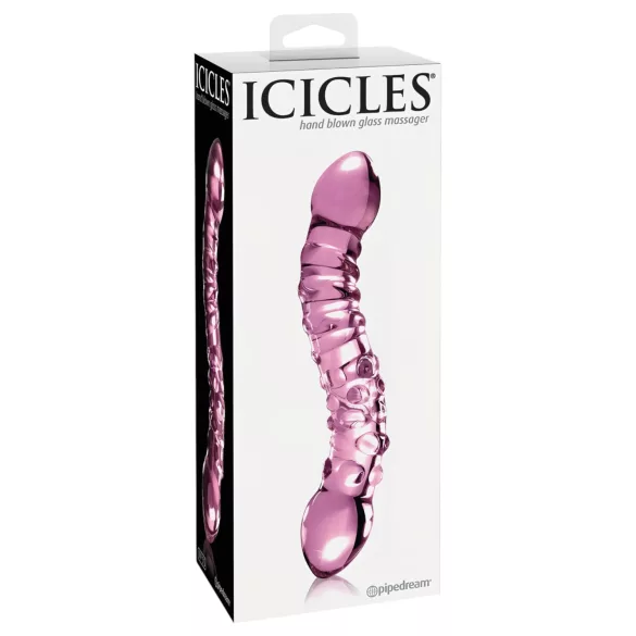 Icicles No. 55 - consolador doble punta - estimulación punto G - vidrio rosa