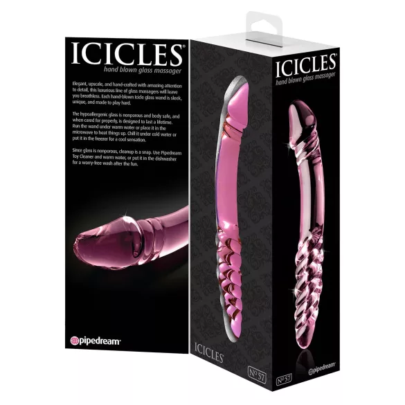 Icicles No. 57 - consolador doble vidrio con forma de pene - rosa