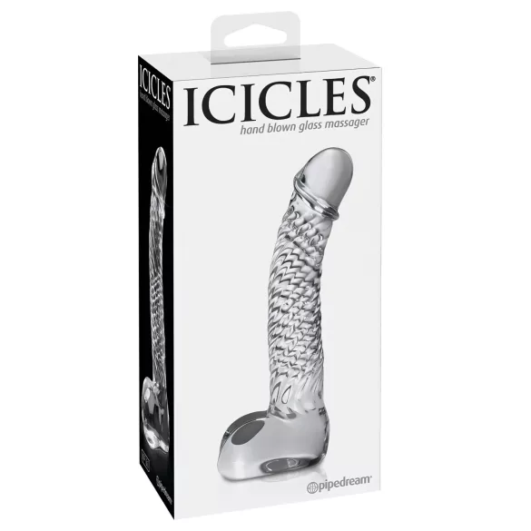 Icicles No. 61 - consolador doble testículos y pene - vidrio transparente