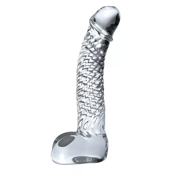 Icicles No. 61 - consolador doble testículos y pene - vidrio transparente