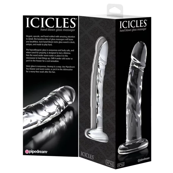 Icicles No. 62 - consolador de vidrio con forma de pene - transparente