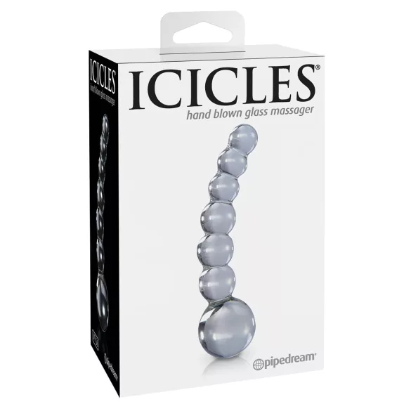 Icicles No. 66 - dildo de vidrio curvado con bolas - transparente