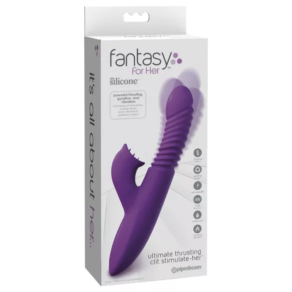Fantasy For Her - vibrador 3 en 1 con función de empuje y calentamiento - lila