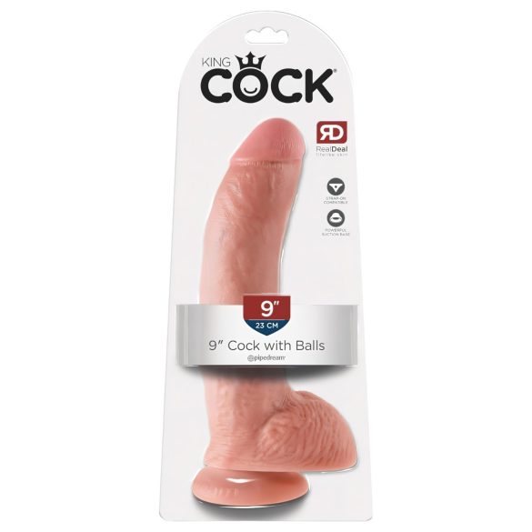 King Cock 9 - Gran consolador natural con ventosa y testículos (23 cm)