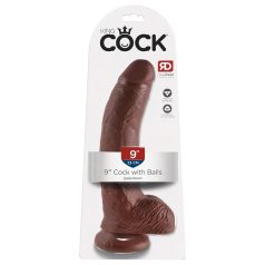 King Cock 9 - dildo ventosa con testículos (23cm) - marrón