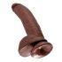King Cock 9 - dildo ventosa con testículos (23cm) - marrón