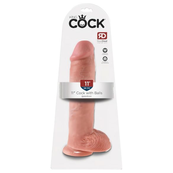 King Cock 11 - consolador con ventosa y testículos (28cm) - color natural