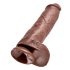 King Cock 11 - Consolador con ventosa y testículos (28 cm) - marrón