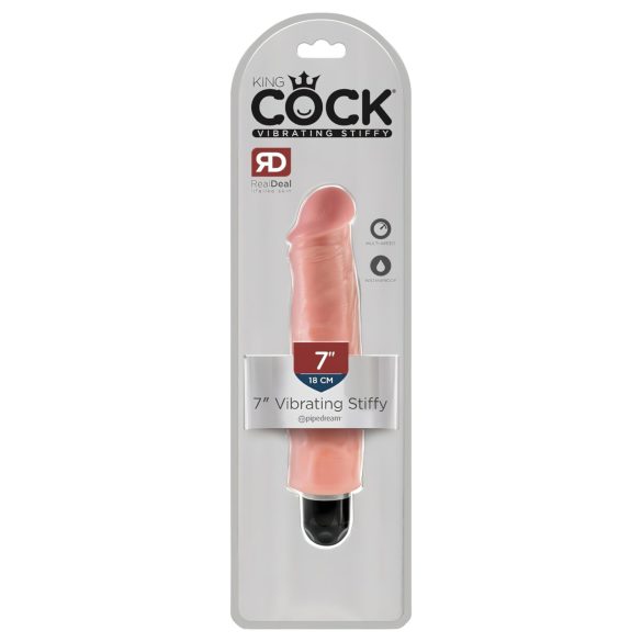 King Cock 7 Stiffy - vibrador realista e impermeable (18 cm) - color natural