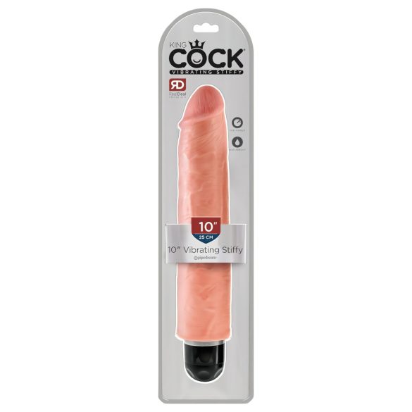 King Cock 10 Stiffy - vibrador realista e impermeable (25cm) - piel natural