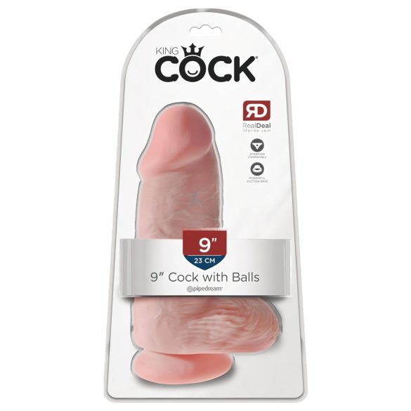 King Cock 9 Chubby - dildo con ventosa y testículos (23cm) - natural