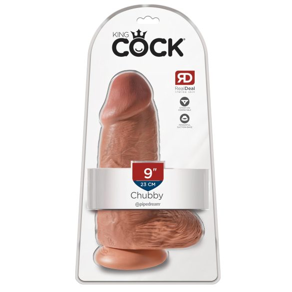 King Cock 9 Chubby - Consolador con ventosa (23cm) - Tono oscuro y natural