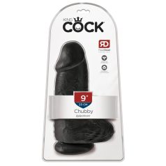   King Cock 9 Chubby - consolador negro con ventosa y testículos (23cm)