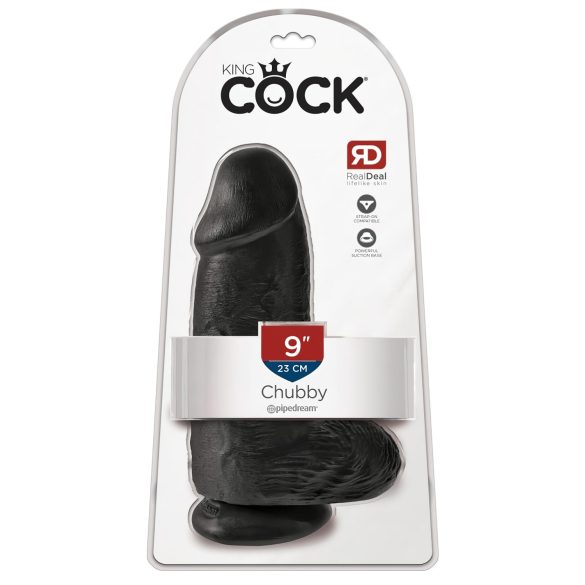 King Cock 9 Chubby - consolador negro con ventosa y testículos (23cm)