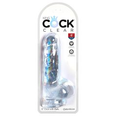   King Cock Clear 6 - consolador pequeño con ventosa y testículos (15 cm)