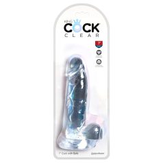   King Cock Clear 7 - consolador con ventosa y testículos (18cm)