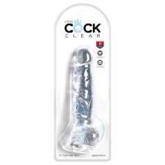   King Cock Clear 8 - consolador con ventosa y testículos (20 cm)