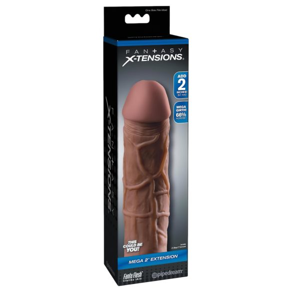 X-TENSION Mega 2 - funda realista para pene (20,3cm) - tono oscuro