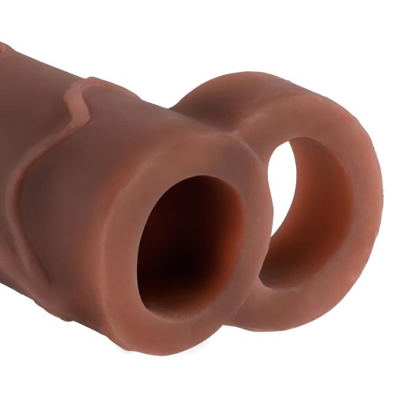 X-TENSION Perfect 2 - funda para pene con anillo - 19cm - color oscuro natural
