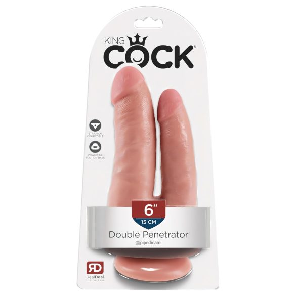 King Cock Double Penetrator - realista dildo doble (piel)