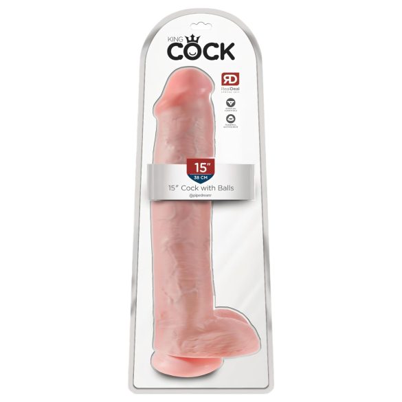 King Cock 15 - Consolador con ventosa y testículos (38cm) - Natural