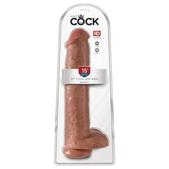 King Cock 15 - Dildo Gigante (38 cm) - Color Oscuro Natural