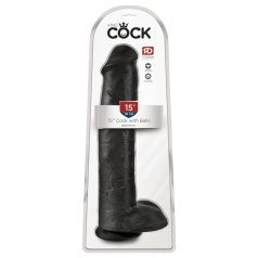   King Cock 15 - dildo con ventosa y testículos (38cm) - negro