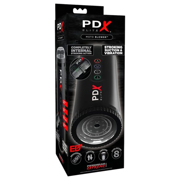 PDX Moto Blower - masturbador vibrante y succionador (negro)