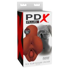 PDX Pick Your Pleasure - 2en1 masturbador realista (marrón)