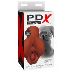   PDX Pick Your Pleasure - masturbador realista 2 en 1 (marrón)