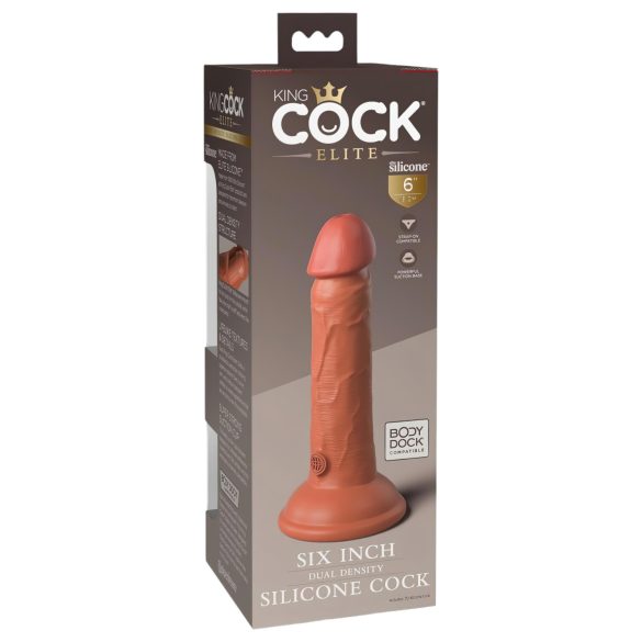 King Cock Elite 6 - consolador realista con ventosa 15 cm - color oscuro