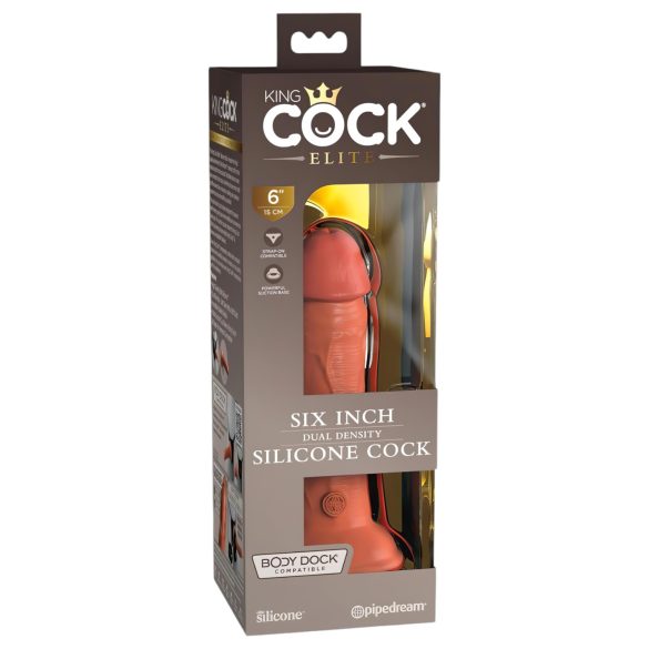 King Cock Elite 6 - consolador realista con ventosa 15 cm - color oscuro